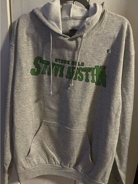 WWE Gray Pullover Hoodie with Green "Stone Cold Steve Austin" Graphic